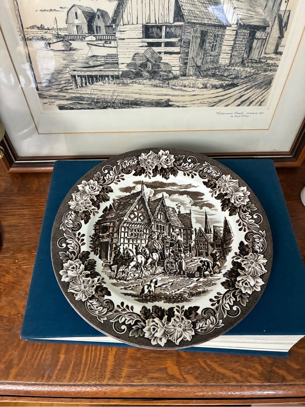 Dickens Series Brown Transferware Plates Set | English Ironstone | Set of 4